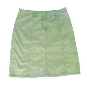 VTG Y2K 2008 C&B Light Neon Green Denim Stretch Jean Skirt SZ 12 | Medium